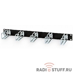Кабельный органайзер  19" с металлическими кольцами, 105x43мм, 1U, черный, Hyperline 
