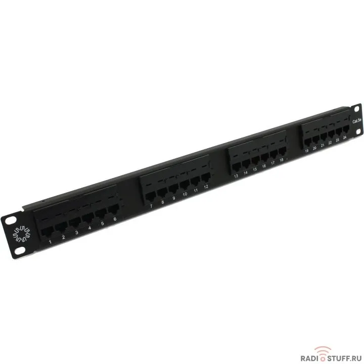 Патч-панель UTP, 19", 1U, cat.5e, 24 порта, Dual Type, 5bites 