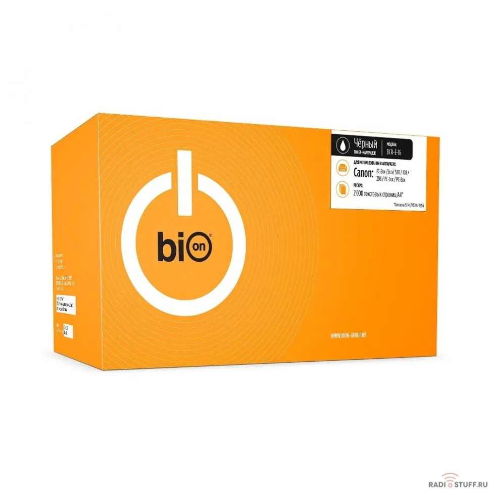 Bion E-16 Картридж для Canon FC-108/128/208/220/228/336/860/880/890/230/210/740/750/760/770/200/206/224/226/204/224s/330/530/780/200S/220S/290 (2000  стр.), Черный