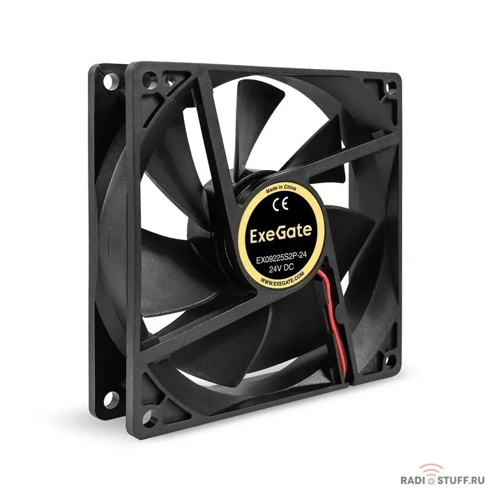 Exegate EX295208RUS Вентилятор 24В DC ExeGate EX09225S2P-24 (92x92x25 мм, Sleeve bearing (подшипник скольжения), 2pin, 2700RPM, 33.9dBA)