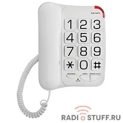 TEXET TX-201 белый { проводной, повторный набор номера, кнопка выключения микрофона, регулятор громкости звонка, белый}