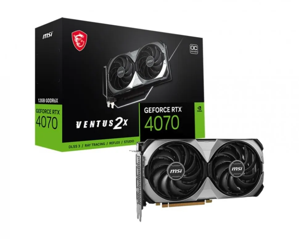 Видеокарта MSI 12 Гб GDDR6X 192 бит GPU 1920 МГц 1xВыход HDMI 3xВыход DisplayPort 4070VENTUS2XE12GOC