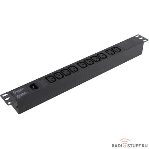 Exegate EX280860RUS Блок розеток ExeGate ServerPro PDU-19H002 Al-10C13-C14-fr, 19",1U,алюм, 10 IEC 320 C13, С14-front