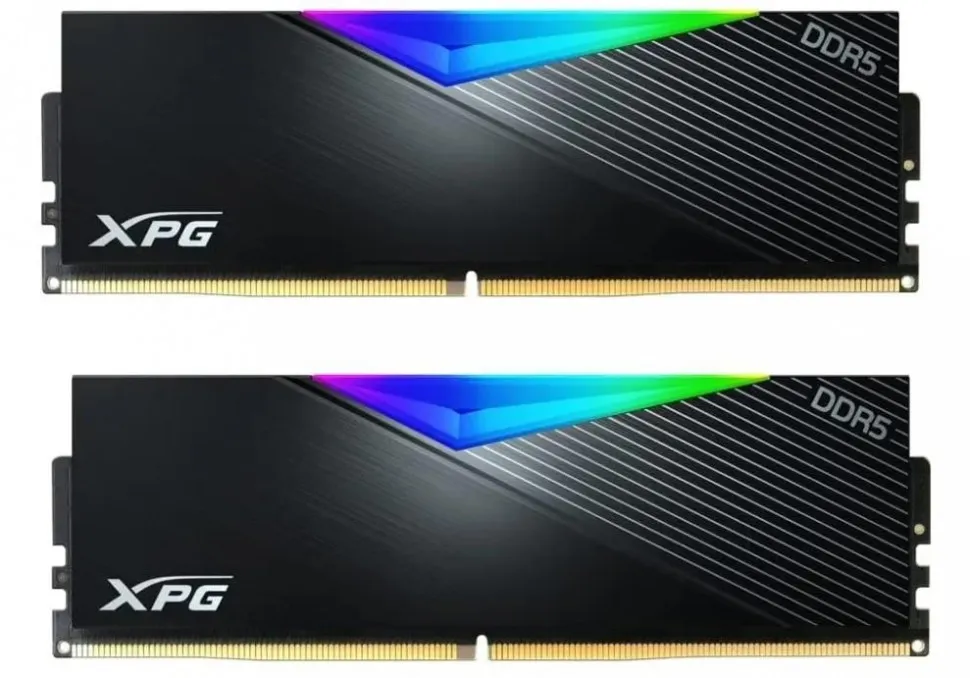 Memory Module ADATA DDR5 Общий объём памяти 32Гб Module capacity 16Гб Количество 2 7200 МГц Радиатор Множитель частоты шины 34 1.45 В RGB черный AX5U7200C3416G-DCLARBK