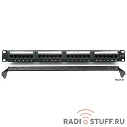 Коммутационная панель с задним организатором, 24 порта, cat.5e, 19'', Cablexpert 
