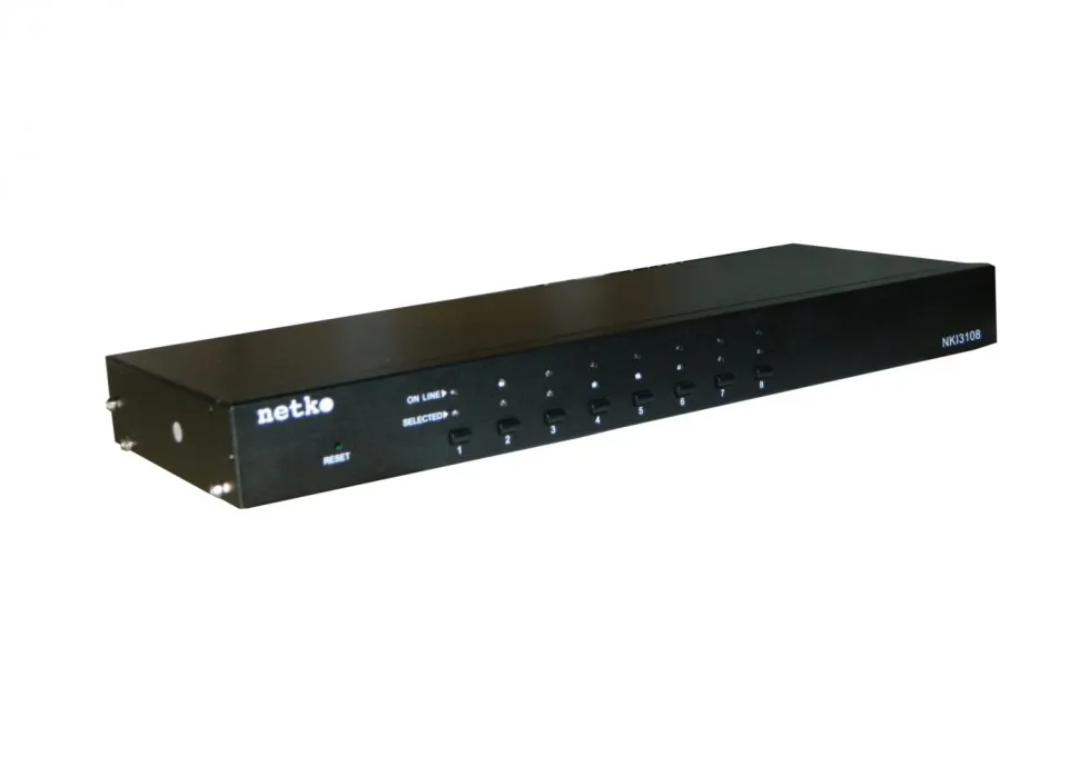 NKI3108 IP KVM Переключатель Netko, 19", 8 портов, USB+PS2, OSD, RJ45 разъем - максимальная длина кабеля (патч-корд, приобретается отдельно) -