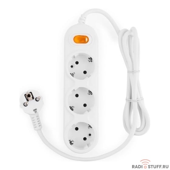 PowerCube Удлинитель (PC-1-3М) 3.0м, 3 розетки, 16А, с выключателем, белый