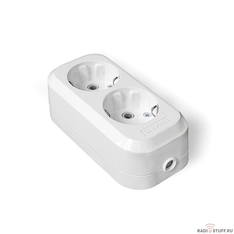 UNIVersal Колодка 2 гнезда c заземлением ABS-пластик (E302)