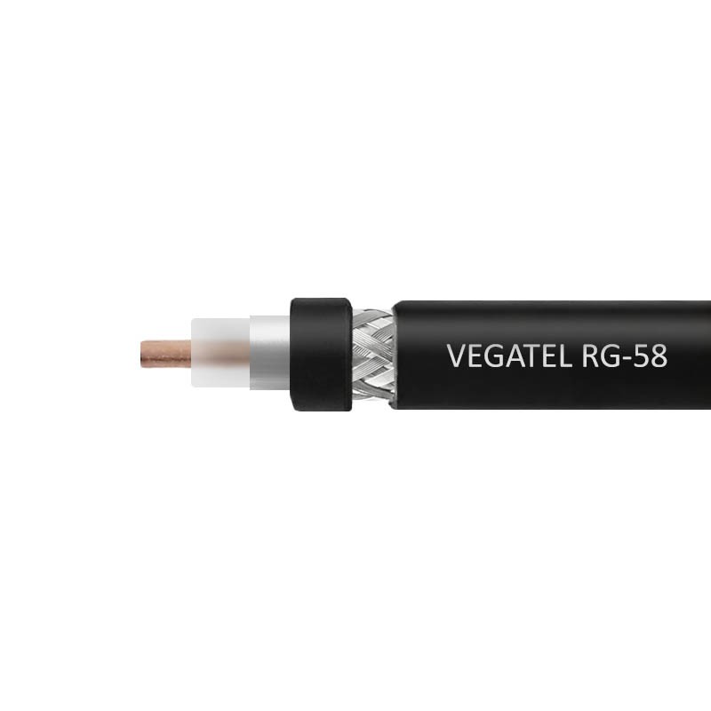 Кабель VEGATEL RG-58 A/U (ГОСТ, черный) бухта 500м