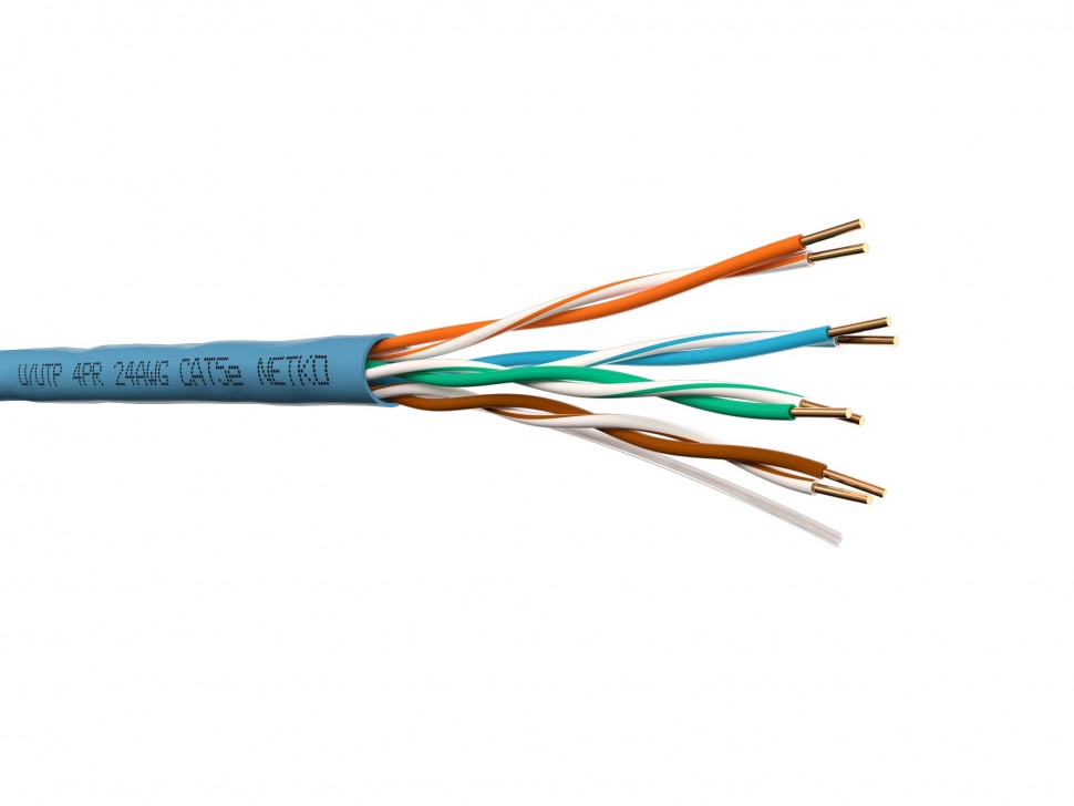 Кабель U/UTP4 cat.5e, 4 пары 24 AWG BC, 305м, синий, одножильный, FLUKE TEST, NETKO Expert СКС