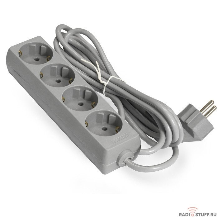 Exegate EX285814RUS Удлинитель ExeGate ECE-4-3G (4 евророзетки с заземлением, 3м, серый)