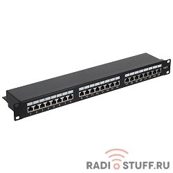 Коммутационная панель 19'', 1U, экранированная, 24 порта cat.6e, Cablexpert 